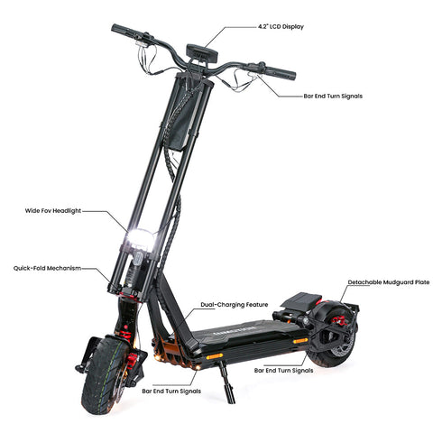 Inmotion RS Midnight and Original 2.0 60 MPH Dual Motor Electric Scooter for Adults | Adjustable Deck Height