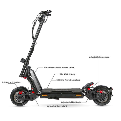 Inmotion RS Midnight and Original 2.0 60 MPH Dual Motor Electric Scooter for Adults | Adjustable Deck Height