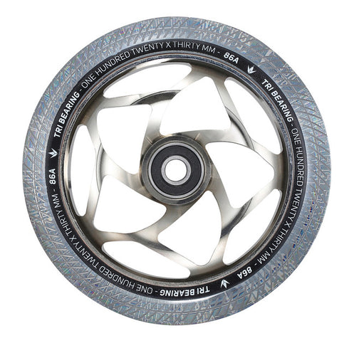 ENVY - 120MM X 30MM TRI BEARING WHEEL PAIR - CHROME/CLEAR